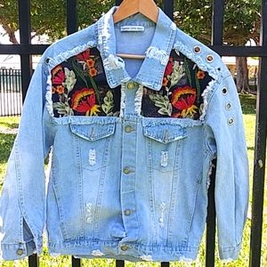 Fashion Love Story. Embroidered Jean jacket
